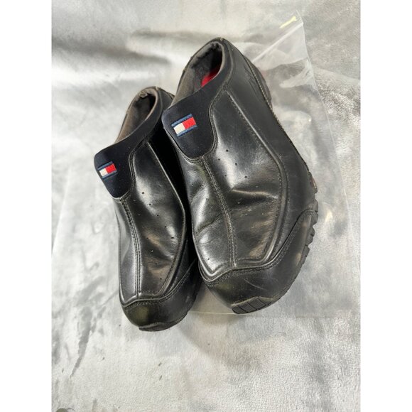 Tommy Hilfiger Shoe mens 10.5M Black Leather Slip On Sneaker Low Back - Picture 12 of 16